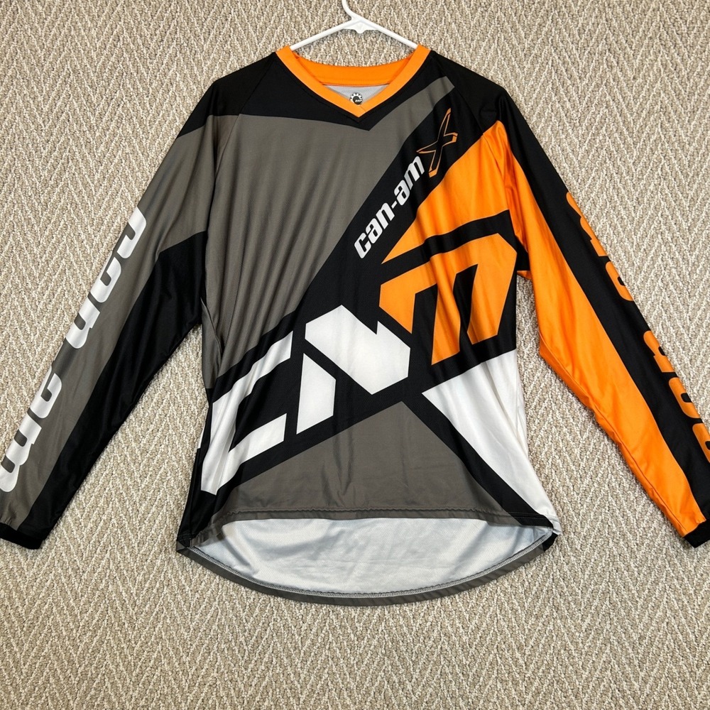 CanAm Jersey Mens Large Gray BRP Motocross Long Sleeve ATV Racing